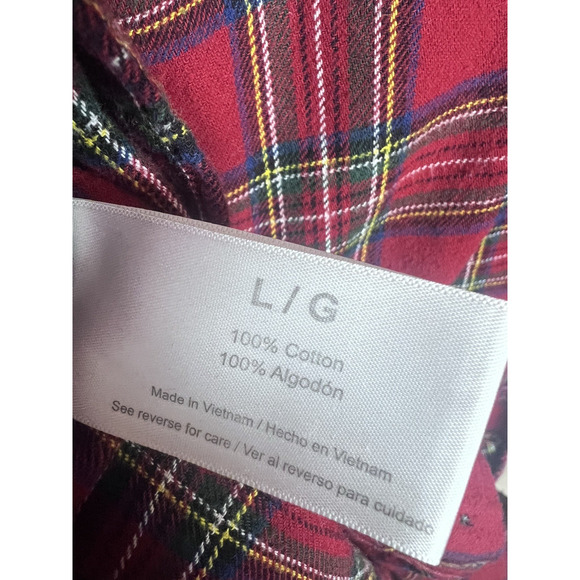 Eddie Bauer Men's Checkered Red Flannel Long Sleeve Shirt Size Large Button Up - Picture 6 of 9